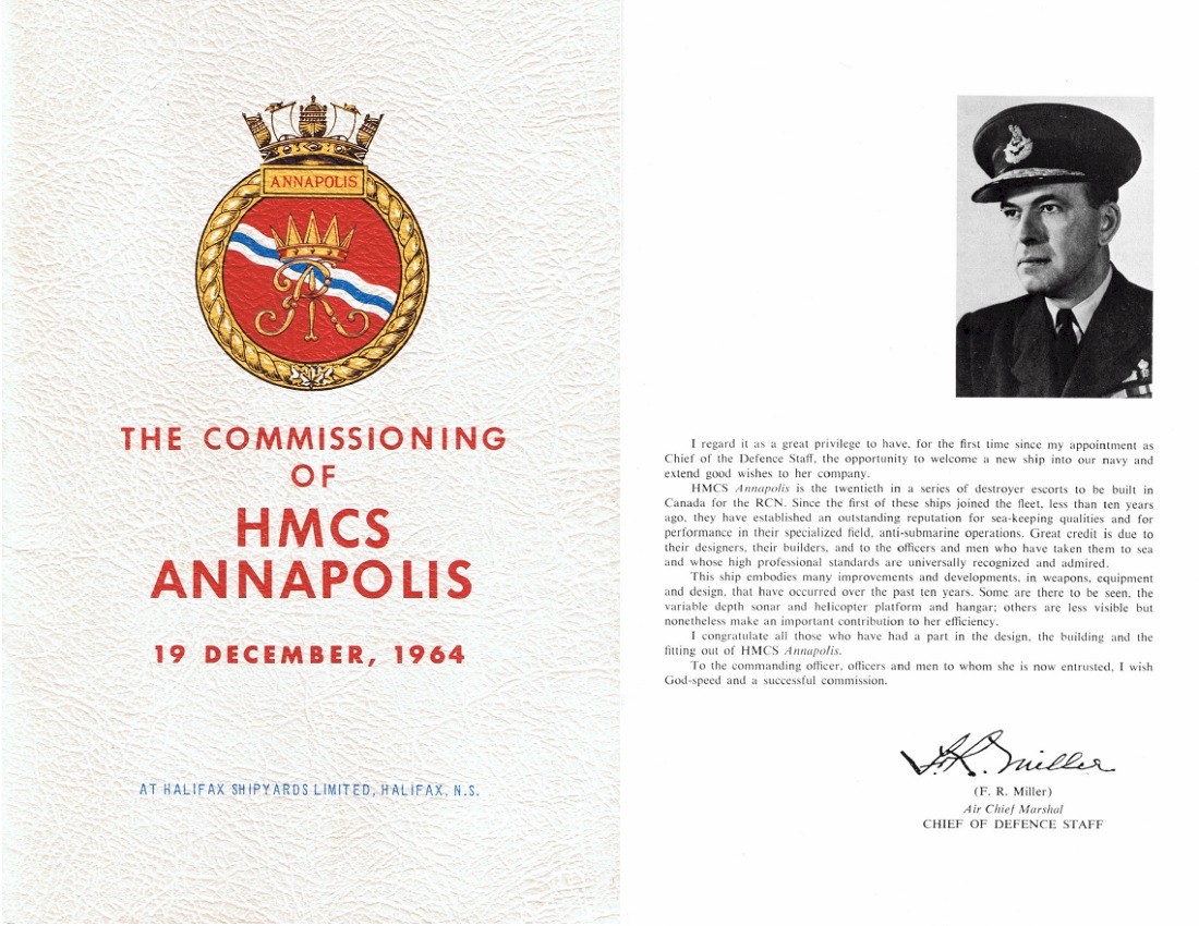 HMCS ANNAPOLIS 265 COMMISSIONING BOOKLET - COVER & PAGE 1
