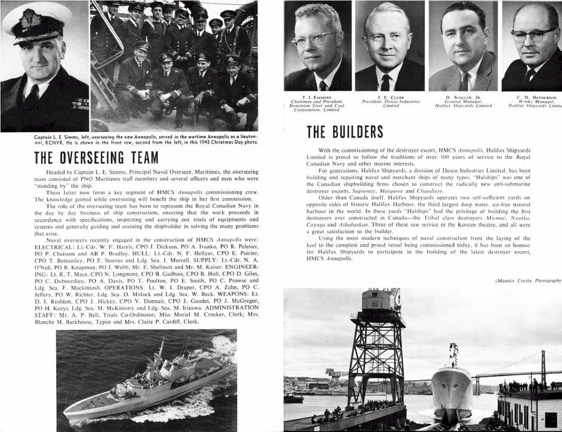 HMCS ANNAPOLIS 265 COMMISSIONING BOOKLET - PAGE 7 & 8
