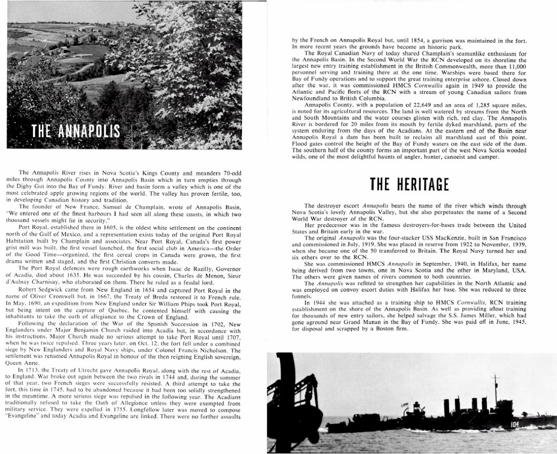 HMCS ANNAPOLIS 265 COMMISSIONING BOOKLET - PAGE 9 & 10