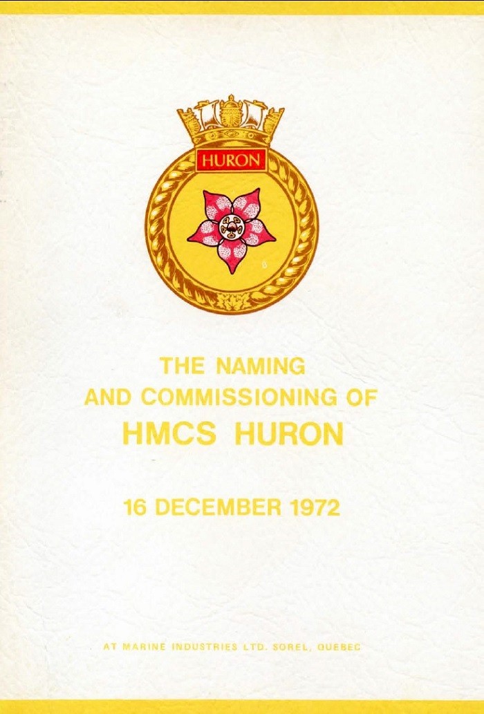 HMCS HURON COMMISSIONING BOOKLET - COVER