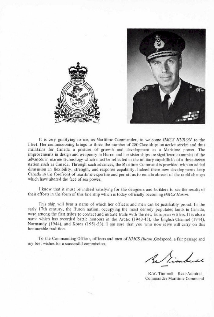 HMCS HURON COMMISSIONING BOOKLET - Page 4