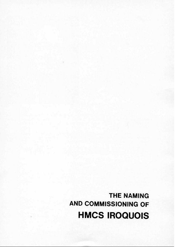 HMCS IROQUOIS 280 COMMISSIONING BOOKLET - PAGE 1