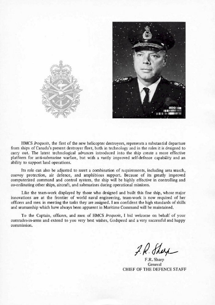 HMCS IROQUOIS 280 COMMISSIONING BOOKLET - PAGE 3
