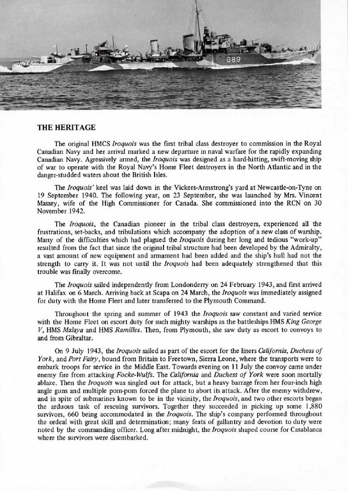 HMCS IROQUOIS 280 COMMISSIONING BOOKLET - PAGE 22