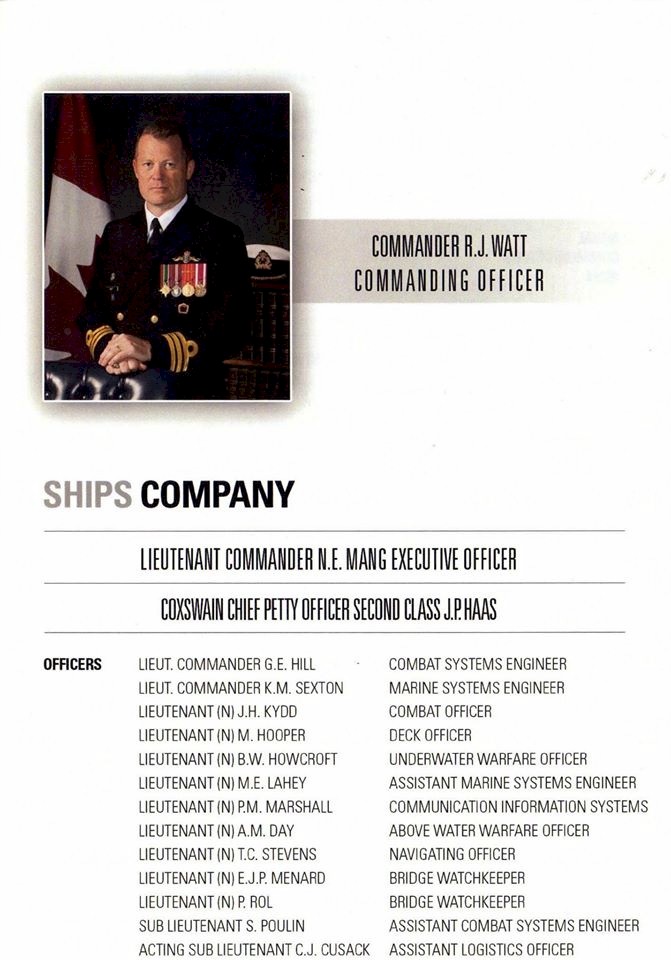 HMCS IROQUOIS PAYING OFF BOOKLET - PAGE 1