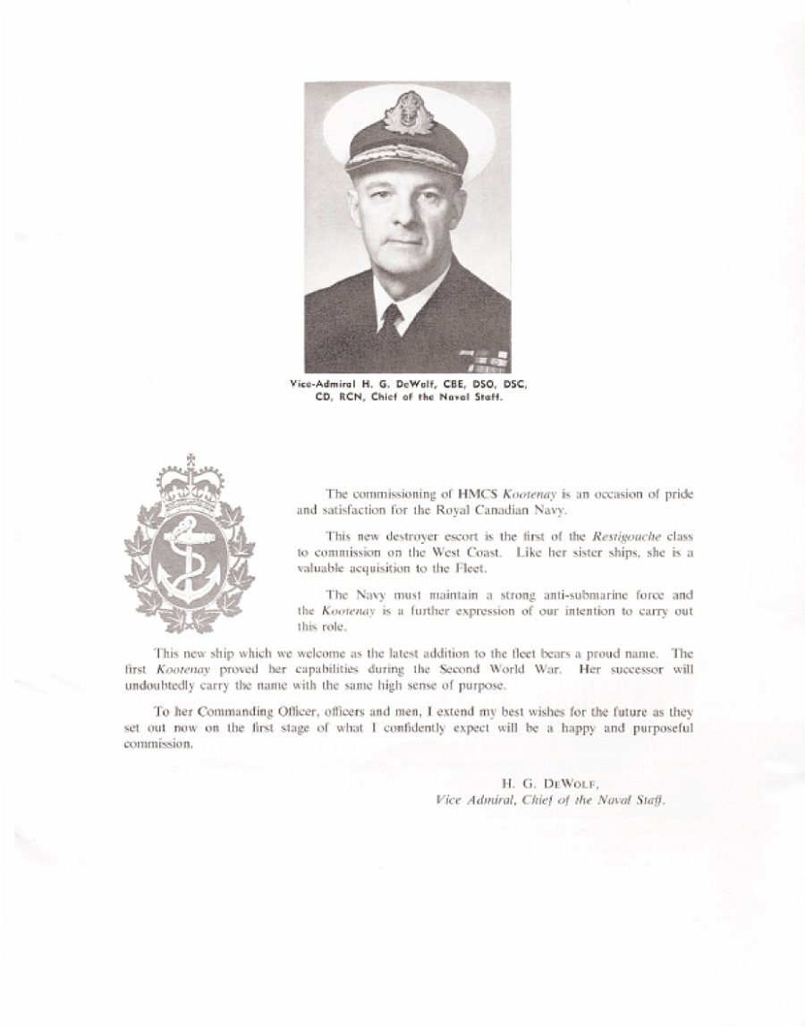 HMCS KOOTENAY 258 - Commissioning Booklet - page 2