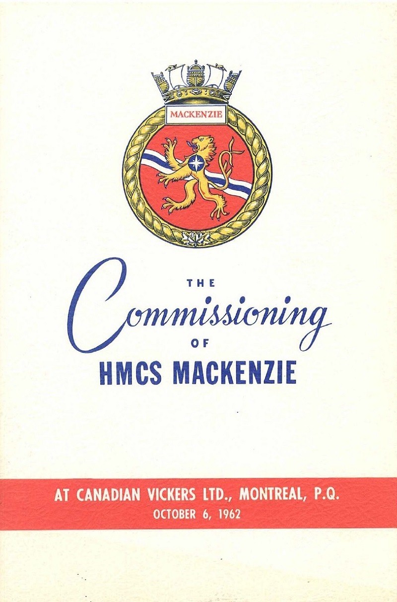 HMCS MACKENZIE 261 Commissioning Booklet - Cover