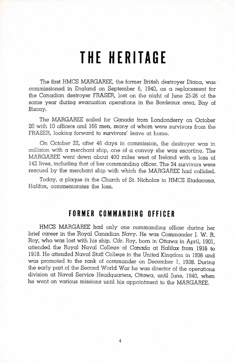 HMCS MARGAREE COMMISSIONING BOOKLET - PAGE 4
