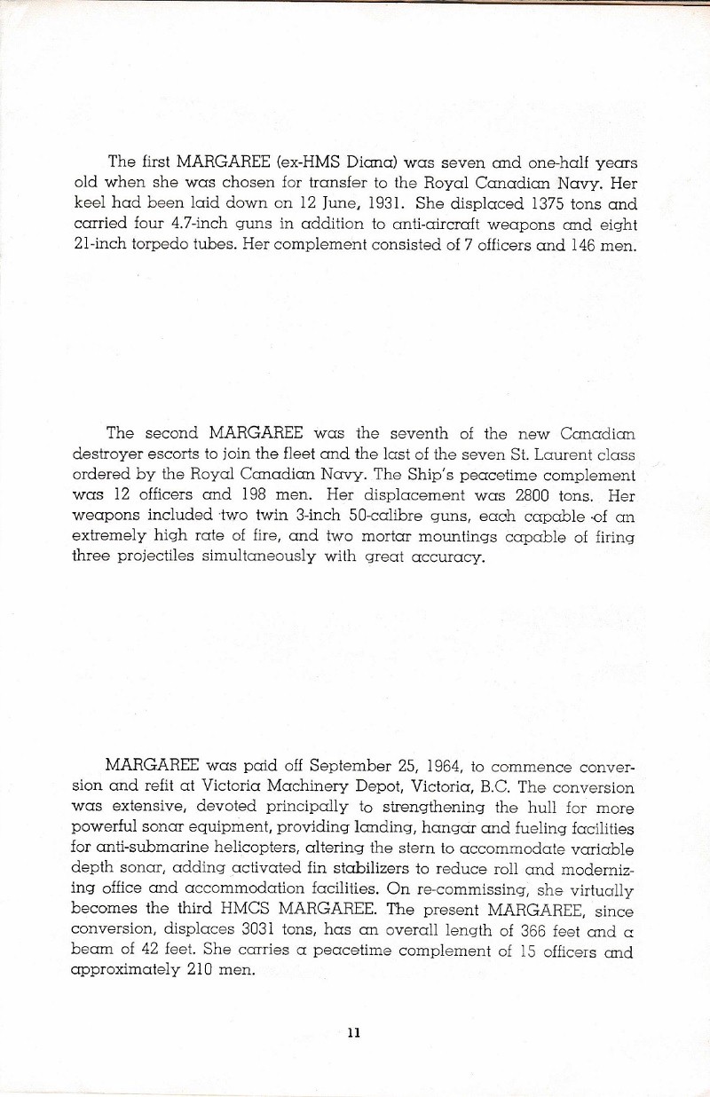 HMCS MARGAREE COMMISSIONING BOOKLET - PAGE 11