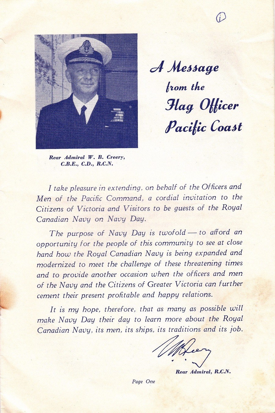 RCN NAVY DAYS 26 July 1952 - Page 1