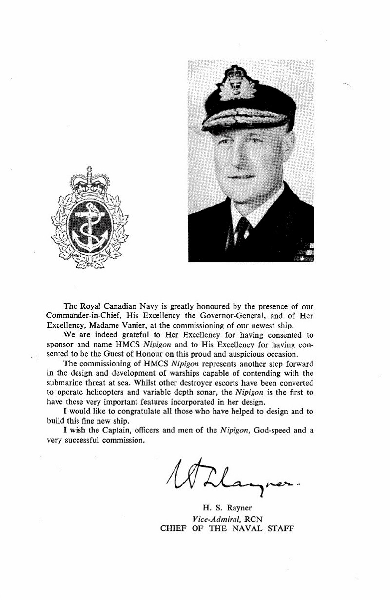 HMCS NIPIGON 266 - Commissioning Book - Page 1