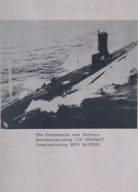HMCS RAINBOW SS75 COMMISSIONING BOOKLET - PAGE 1
