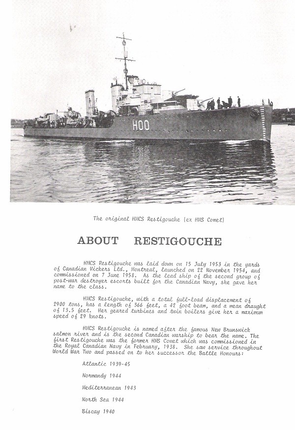HMCS RESTIGOUCHE 20TH ANNIVERSARY BOOKLET - PAGE  6