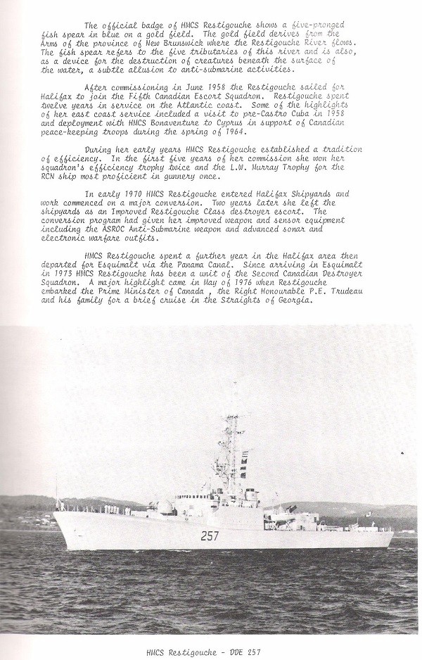 HMCS RESTIGOUCHE 20TH ANNIVERSARY BOOKLET - PAGE  7