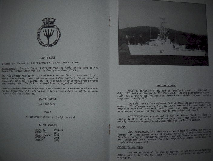 HMCS RESTIGOUCHE RE-ACTIVATION CEREMONY 29 JUN 1990 - PAGE 6 & 7