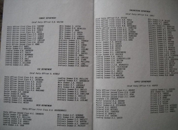 HMCS RESTIGOUCHE RE-ACTIVATION CEREMONY 29 JUN 1990 - PAGE 10 & 11