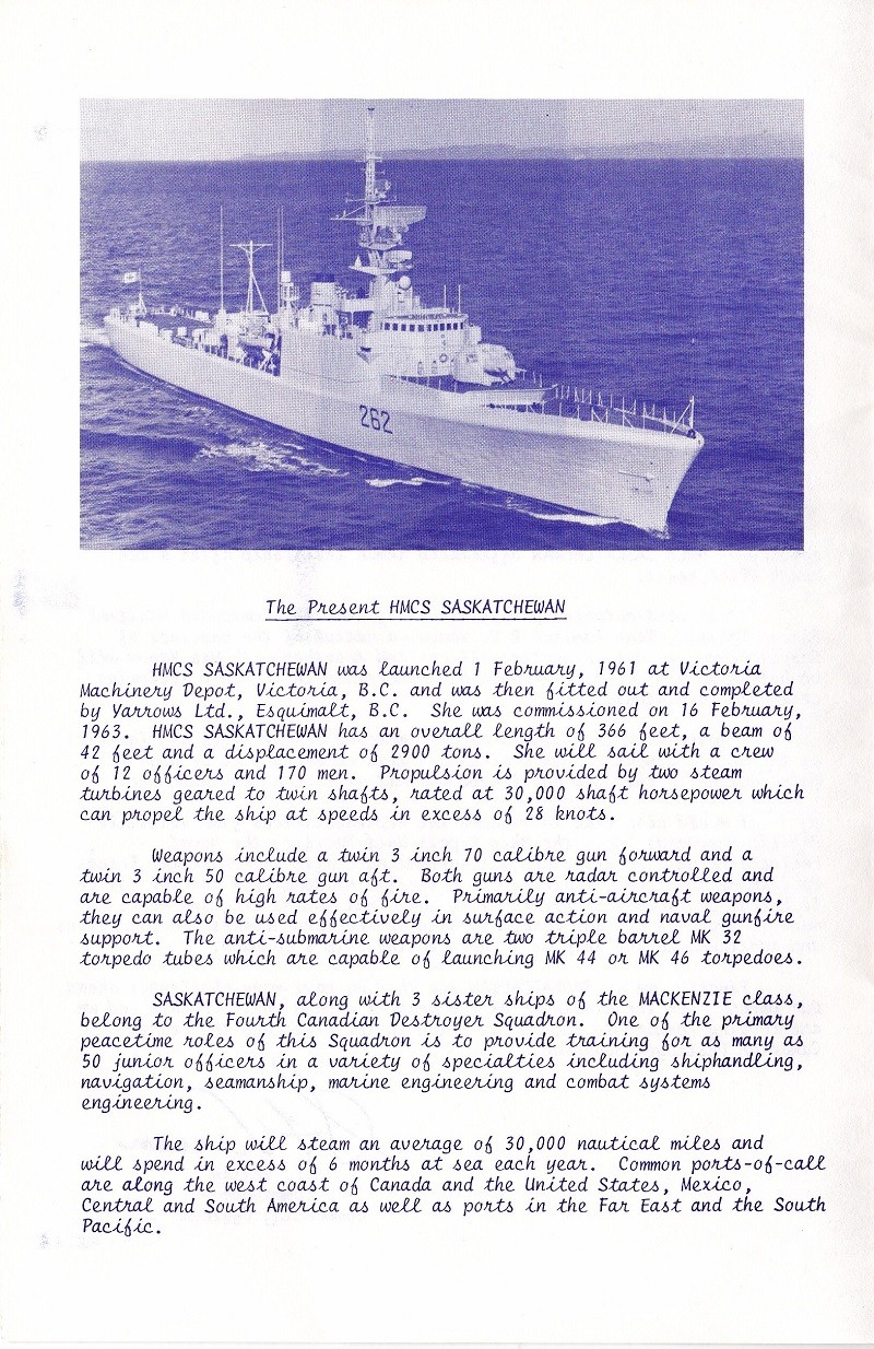 HMCS SASKATCHEWAN 262 REACTIVATION CEREMONY 25 fEB 1986 - PAGE 2