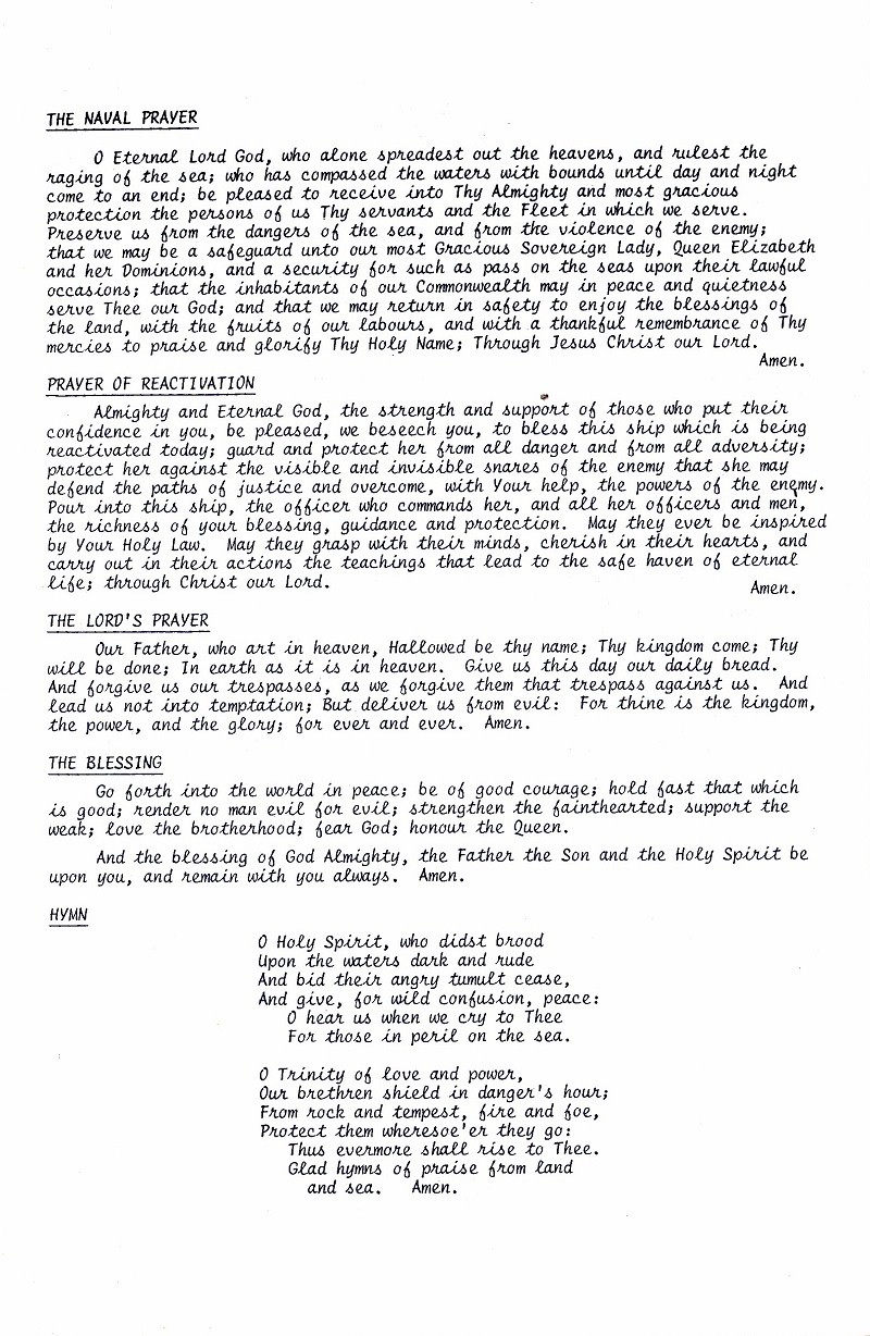HMCS SASKATCHEWAN 262 REACTIVATION CEREMONY 25 fEB 1986 - PAGE 9