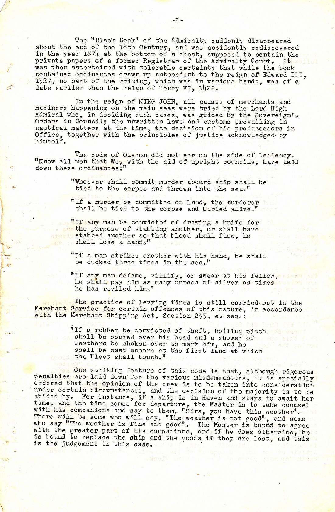 A Few Naval Customs, Expressions, Traditions and Superstitions by Commander W.N.T. Beckett. M.V.O., D.S.C., Royal Navy - Page 3