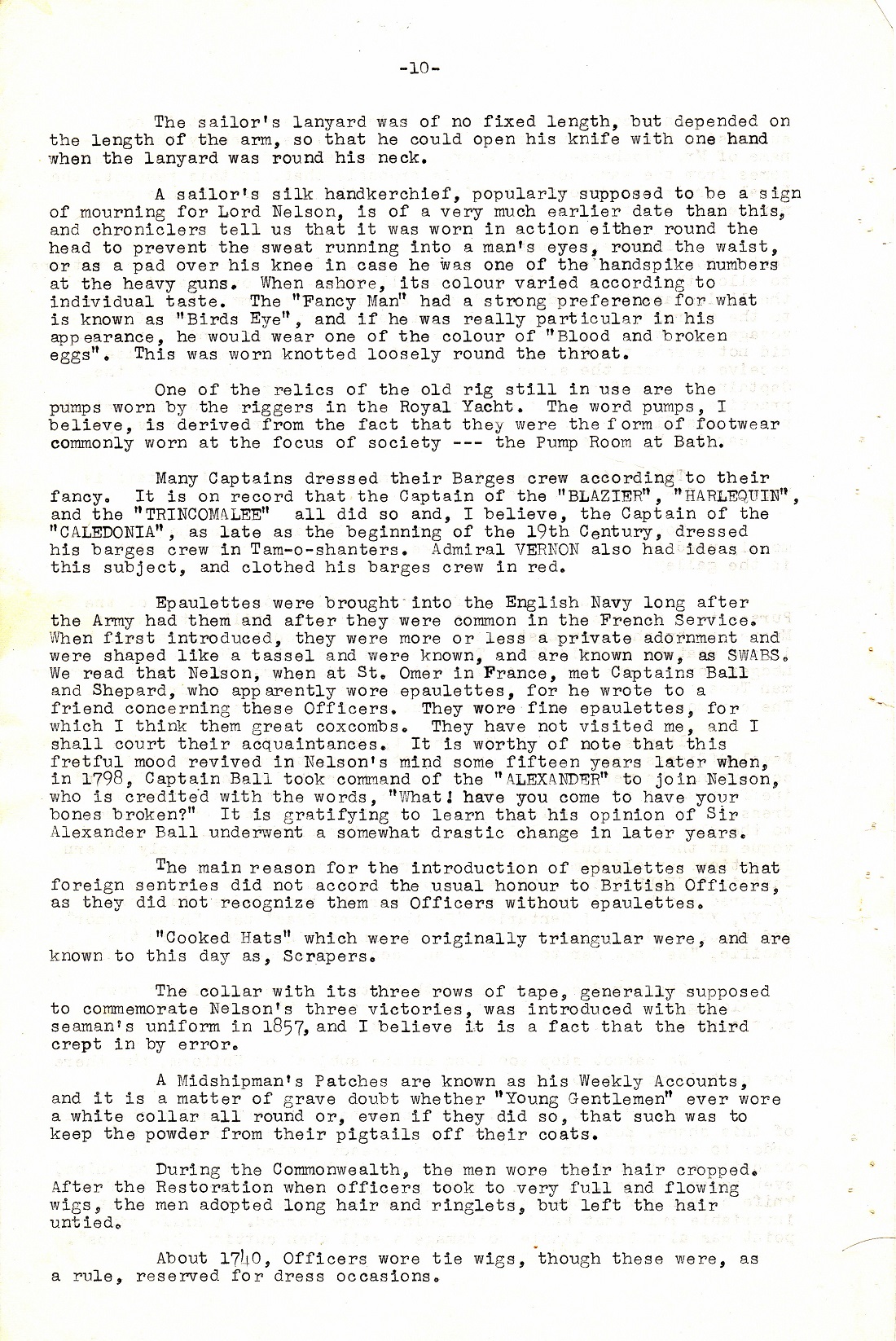 A Few Naval Customs, Expressions, Traditions and Superstitions by Commander W.N.T. Beckett. M.V.O., D.S.C., Royal Navy - Page 10