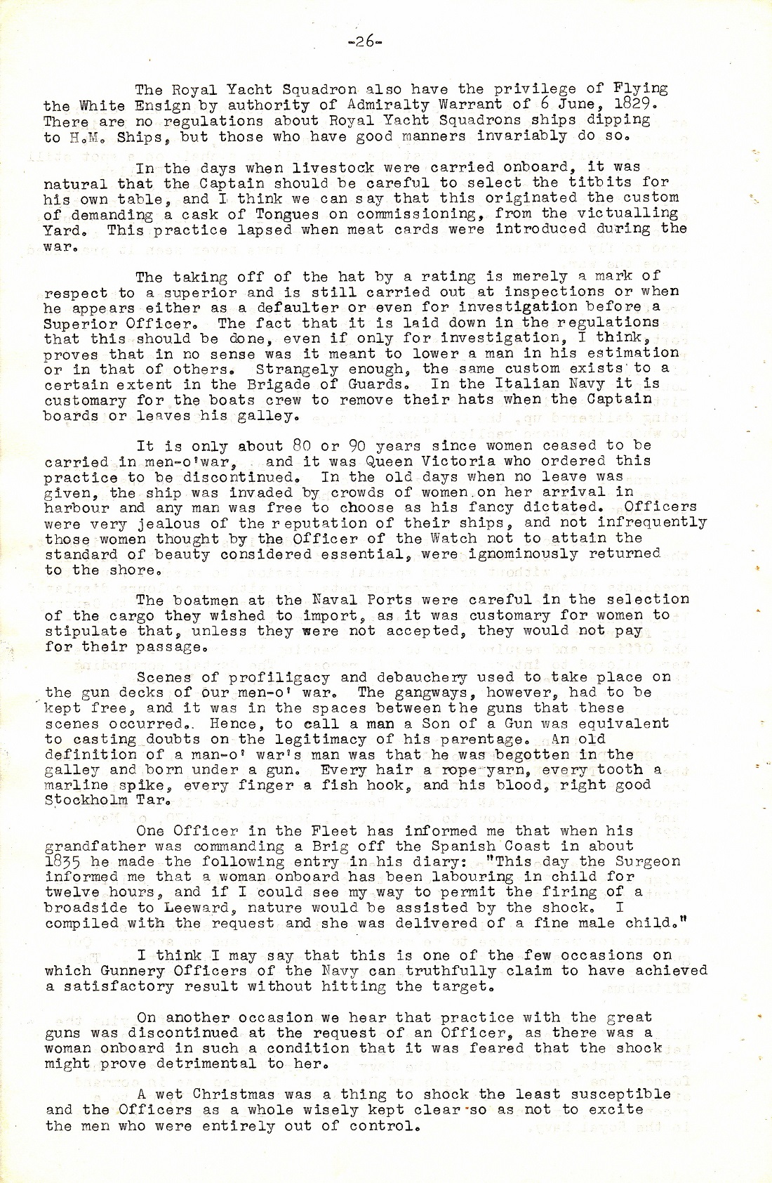 A Few Naval Customs, Expressions, Traditions and Superstitions by Commander W.N.T. Beckett. M.V.O., D.S.C., Royal Navy - Page 26