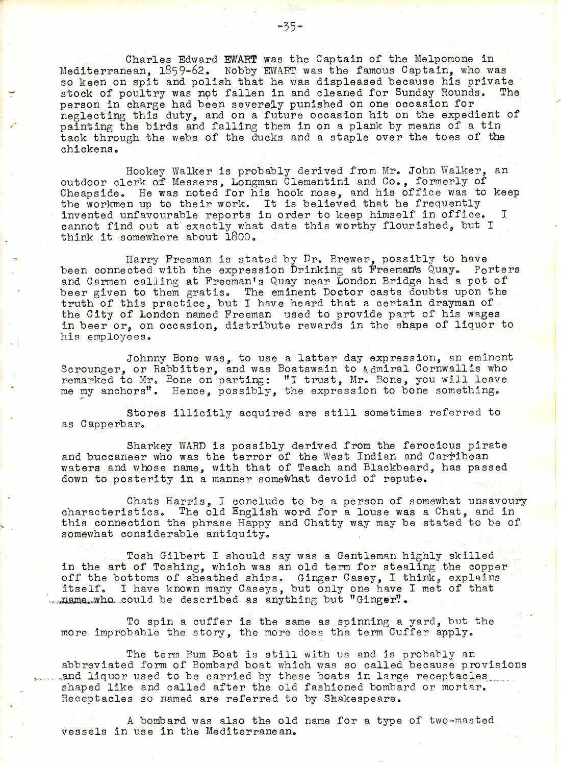 A Few Naval Customs, Expressions, Traditions and Superstitions by Commander W.N.T. Beckett. M.V.O., D.S.C., Royal Navy - Page 35