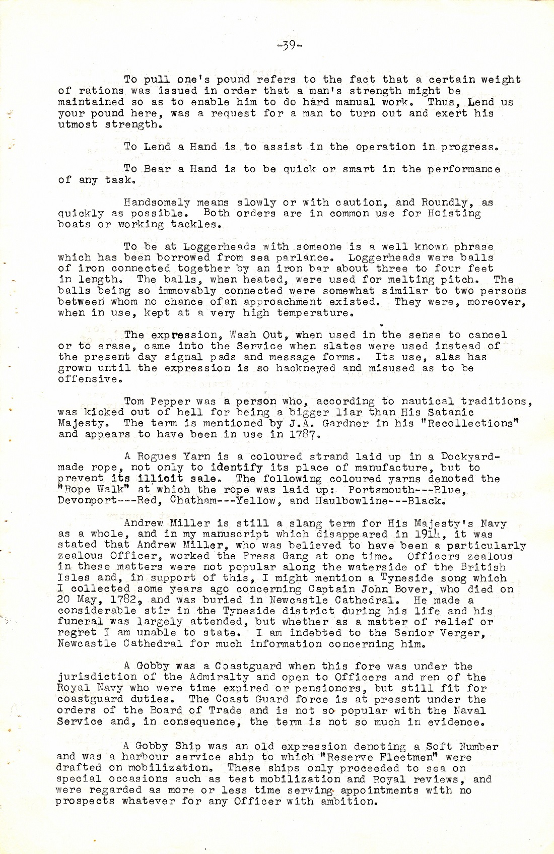 A Few Naval Customs, Expressions, Traditions and Superstitions by Commander W.N.T. Beckett. M.V.O., D.S.C., Royal Navy - Page 39