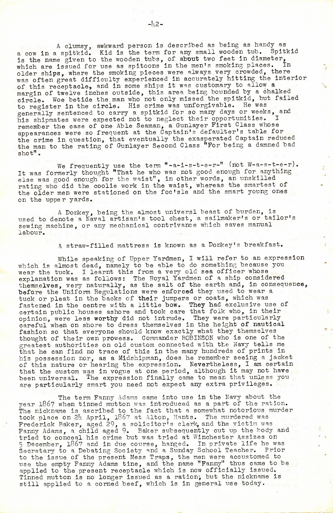 A Few Naval Customs, Expressions, Traditions and Superstitions by Commander W.N.T. Beckett. M.V.O., D.S.C., Royal Navy - Page 42