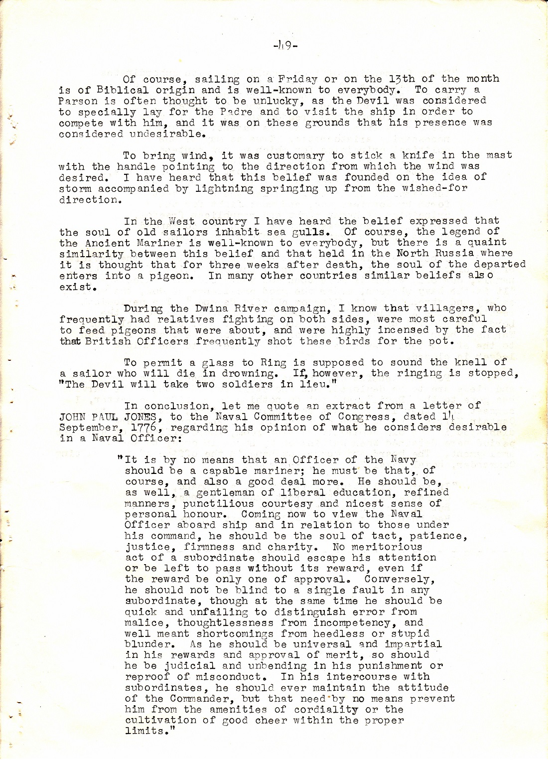 A Few Naval Customs, Expressions, Traditions and Superstitions by Commander W.N.T. Beckett. M.V.O., D.S.C., Royal Navy - Page 49