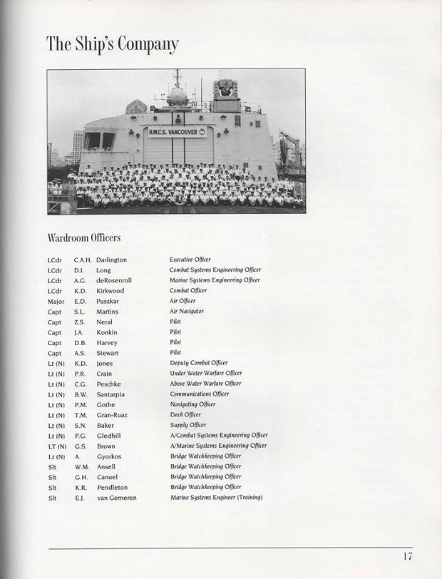 HMCS VANCOUVER COMMISSIONING BOOKLET - PAGE 17