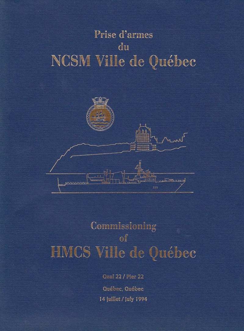 HMCS VILLE DE QUEBEC 332 - COMMISSIONING BOOKLET - Cover