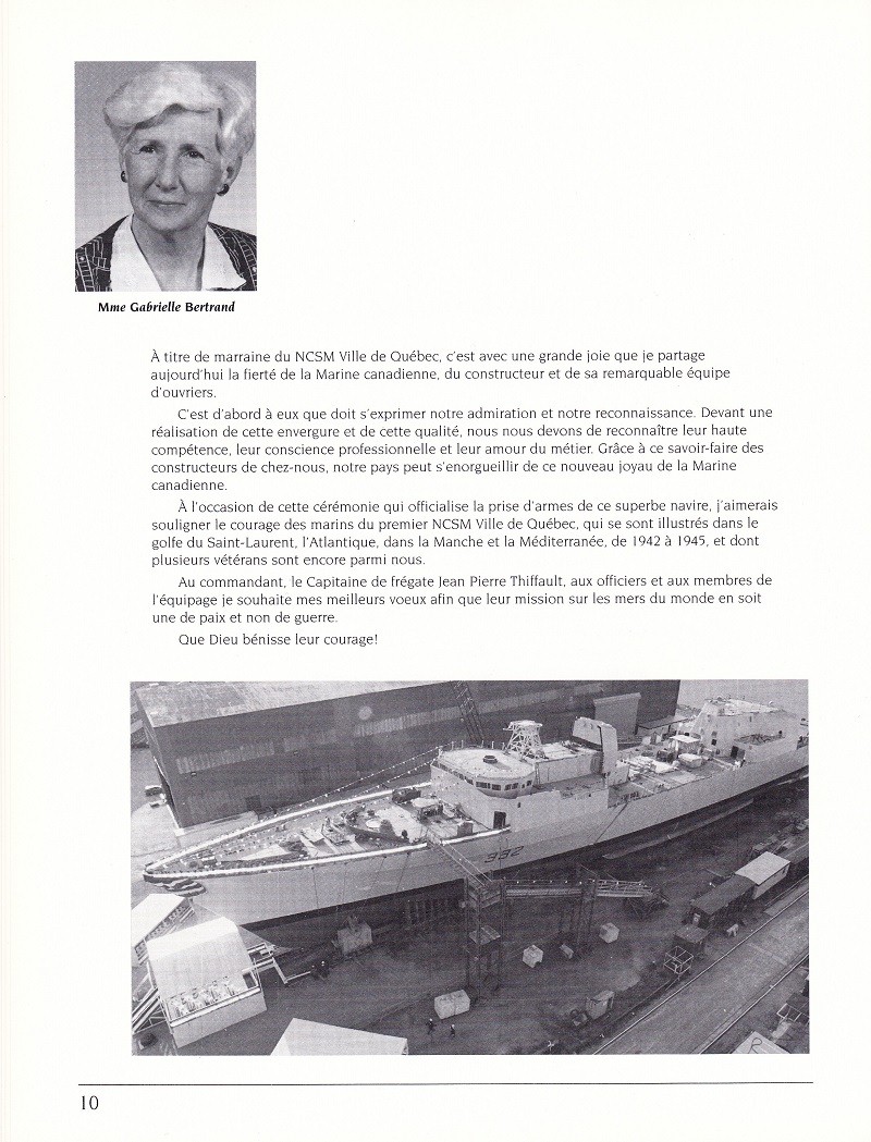 HMCS VILLE DE QUEBEC 332 - COMMISSIONING BOOKLET - Page 10
