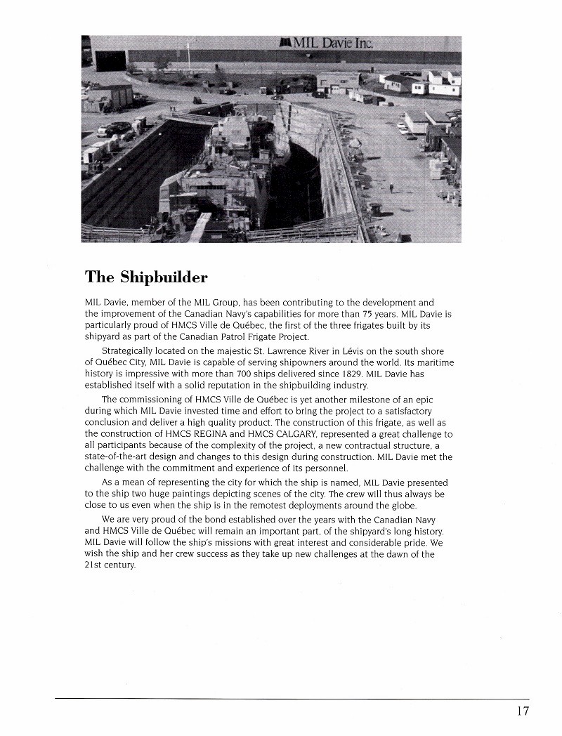 HMCS VILLE DE QUEBEC 332 - COMMISSIONING BOOKLET - Page 17